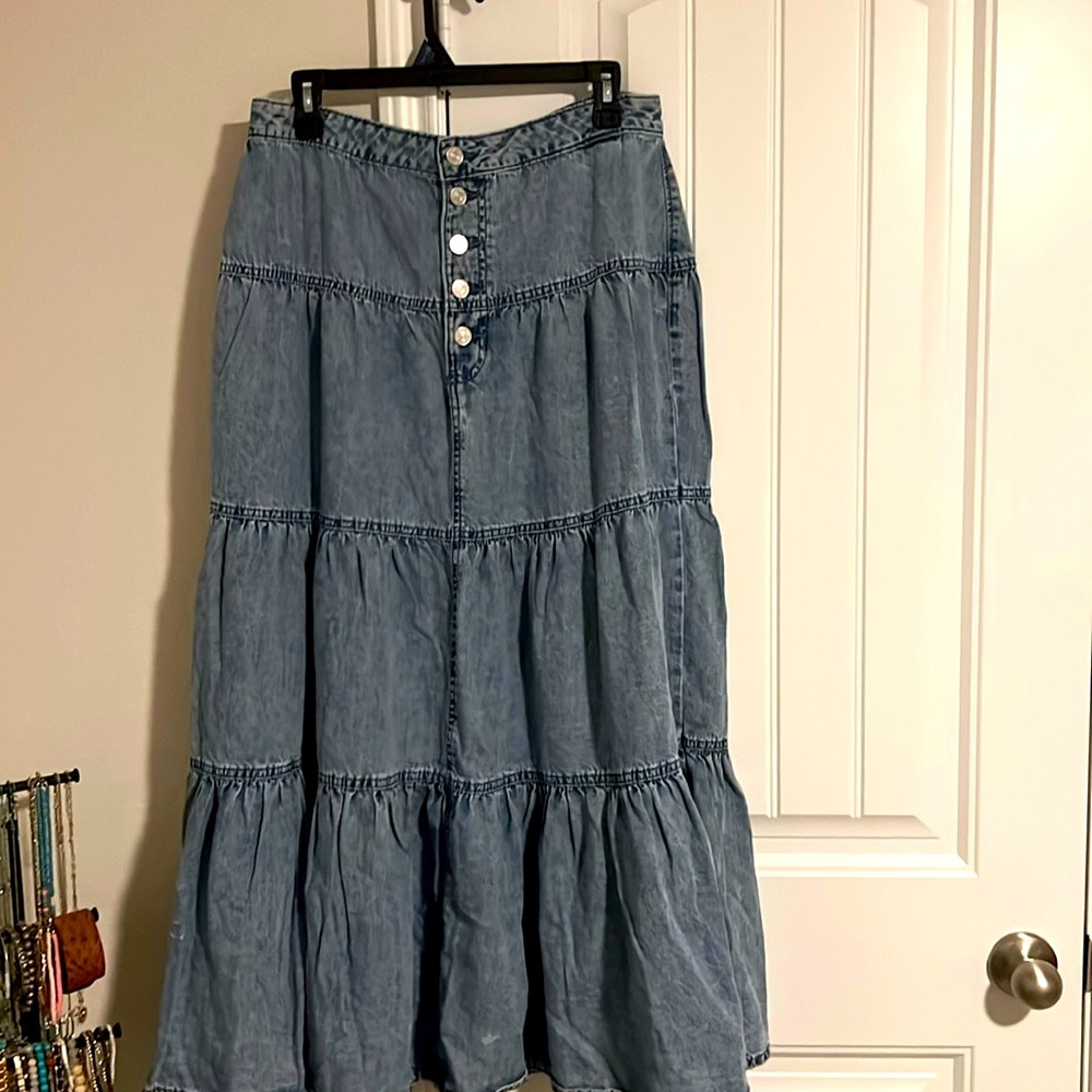 Long denim skirt